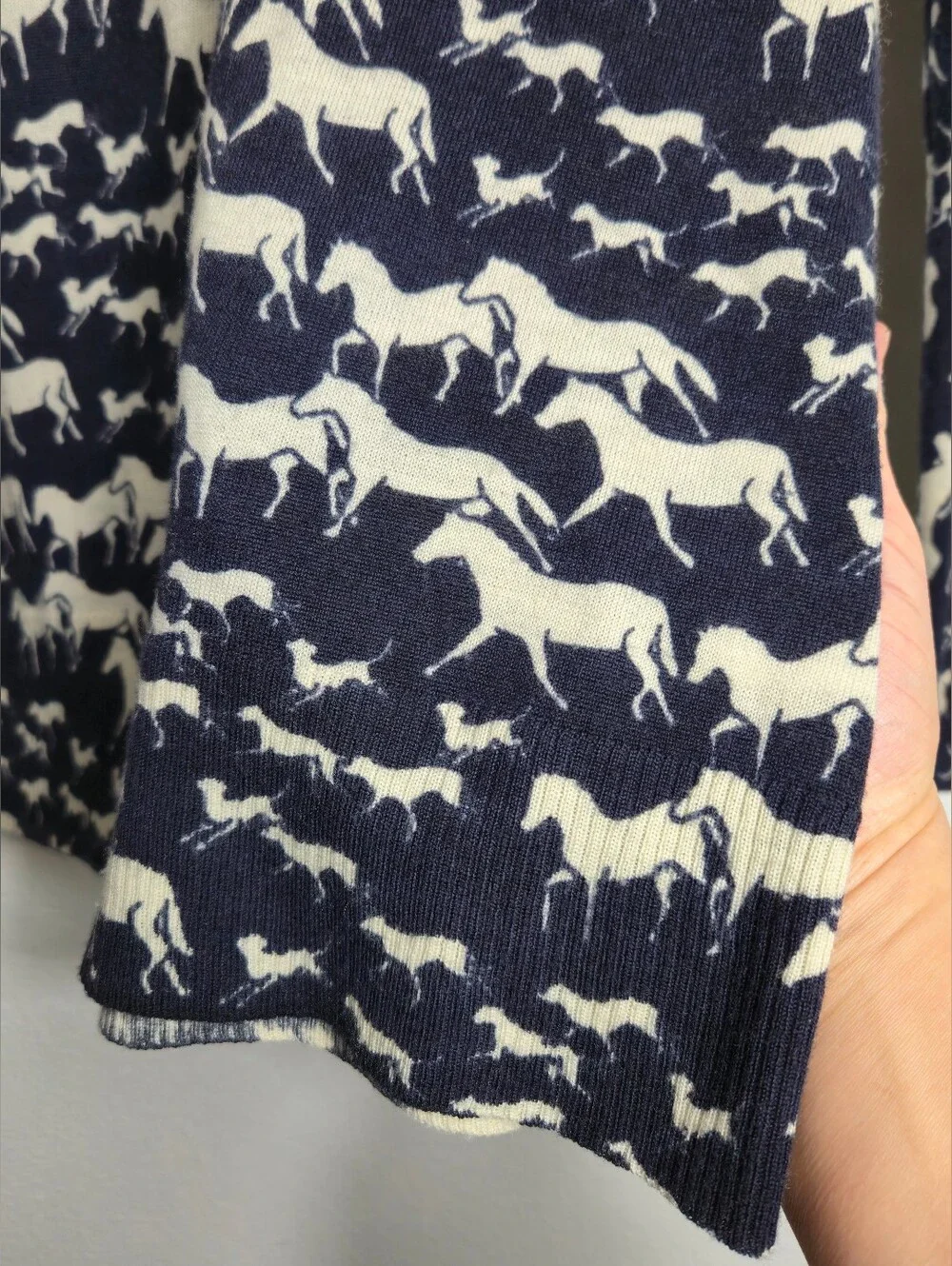 Tory Burch Intarsia Merino Wool Sweater Equestrian Pattern Size XS